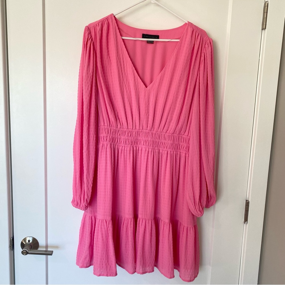 Sanctuary Long-Sleeve V-Neck, Romantic, Fairy, Festival, Dress Pink SZ XXL (14)